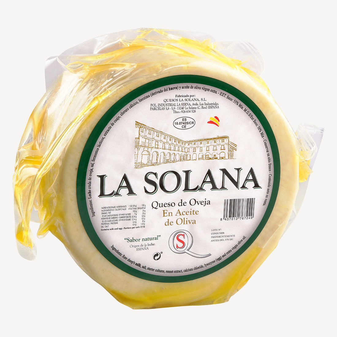 El queso madurado en aceite en su totalidad, una muestra de la elegancia y la riqueza que define a cada pieza de La Solana.