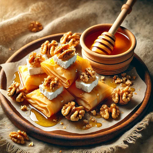 Crujientes de Queso Curado de Oveja con Miel y Nueces